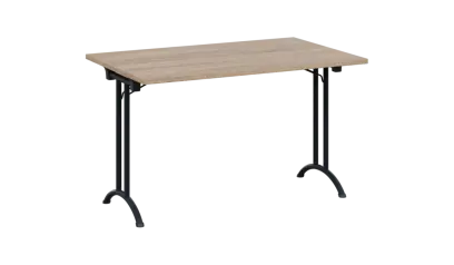 SLA 125 lak skládací jednací stůl 1250x800, deska 25 mm, podnož černý lak, deska dub bardolino